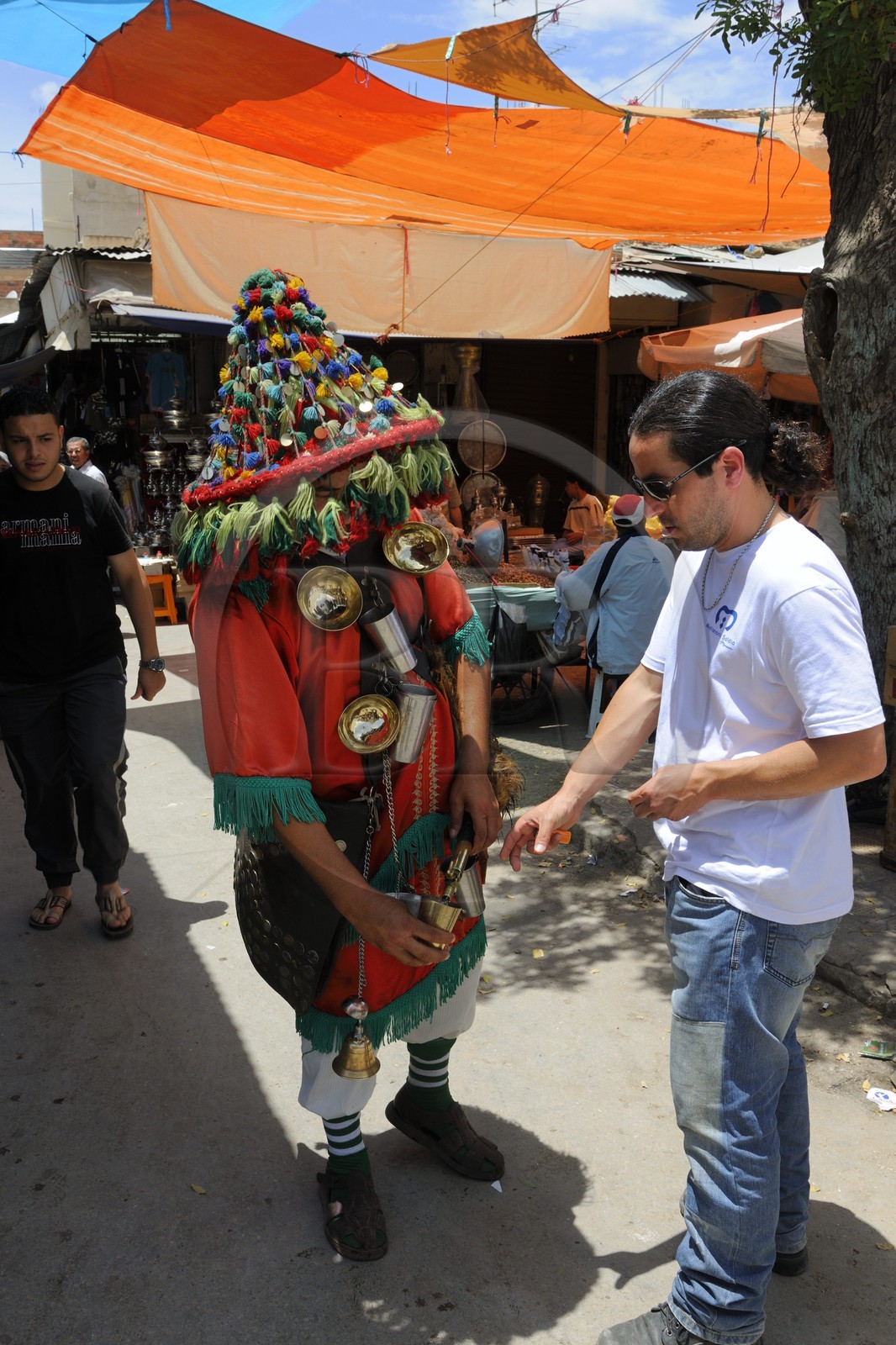 Morocco, Oriental Region, Oujda, medina, water seller in the souk