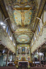 France, Guyane, Iracoubo, église Saint-Joseph d’Iracoubo entièrement décorée par le bagnard Pierre Huguet