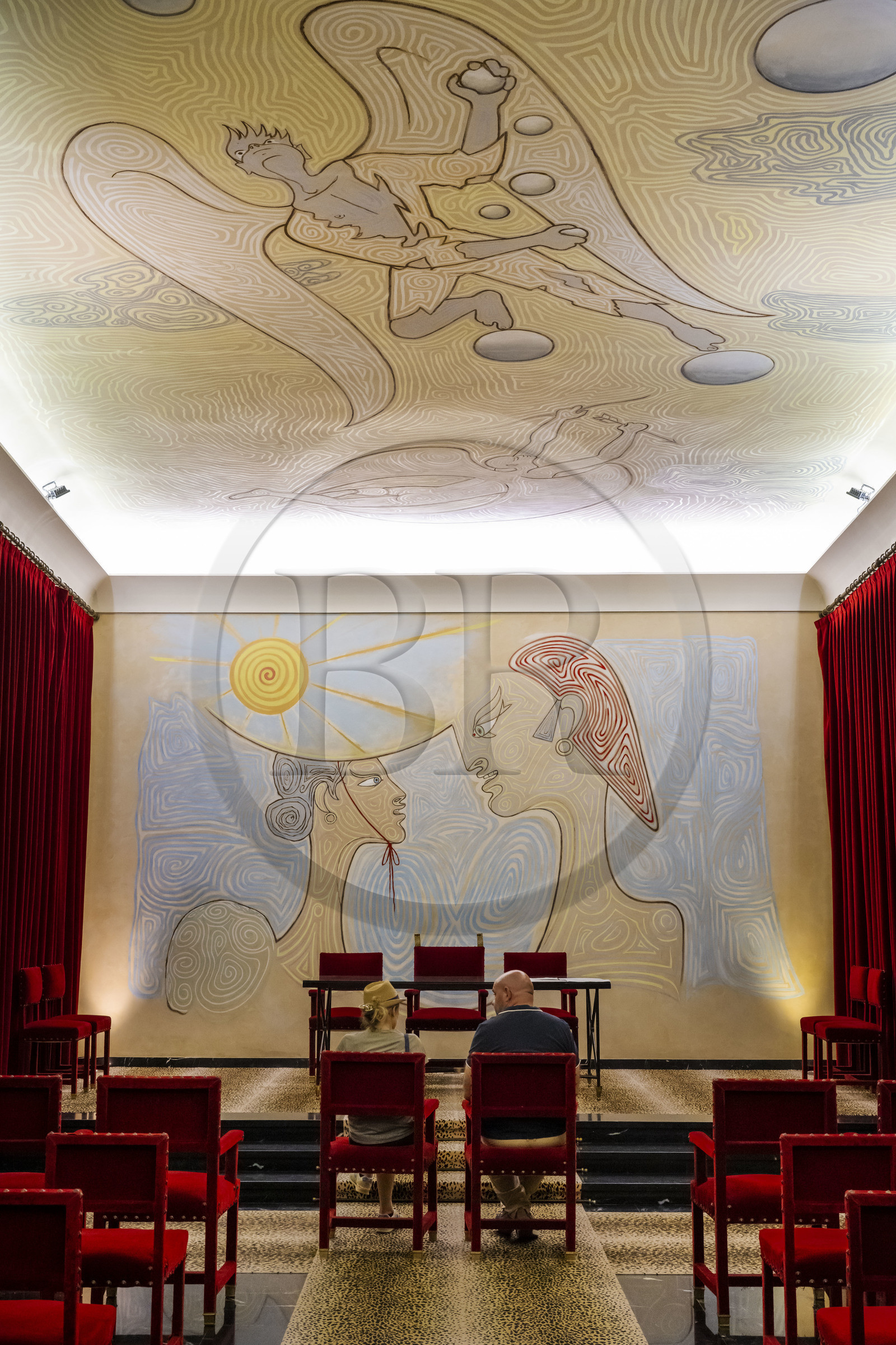 France, Alpes-Maritimes, Menton, the City Hall, the wedding room entirely decorated by Jean Cocteau in 1957