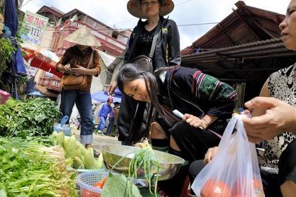 Vietnam, province de Lao Cai, marché de Sapa, la minorité Hmong Noir