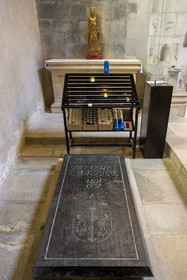 France, Ille et Vilaine, Cote d'Emeraude (Emerald Coast), Saint Malo, Saint-Vincent Cathedral of Saint-Malo, funerary slab of Jacques Cartier, discoverer of Canada