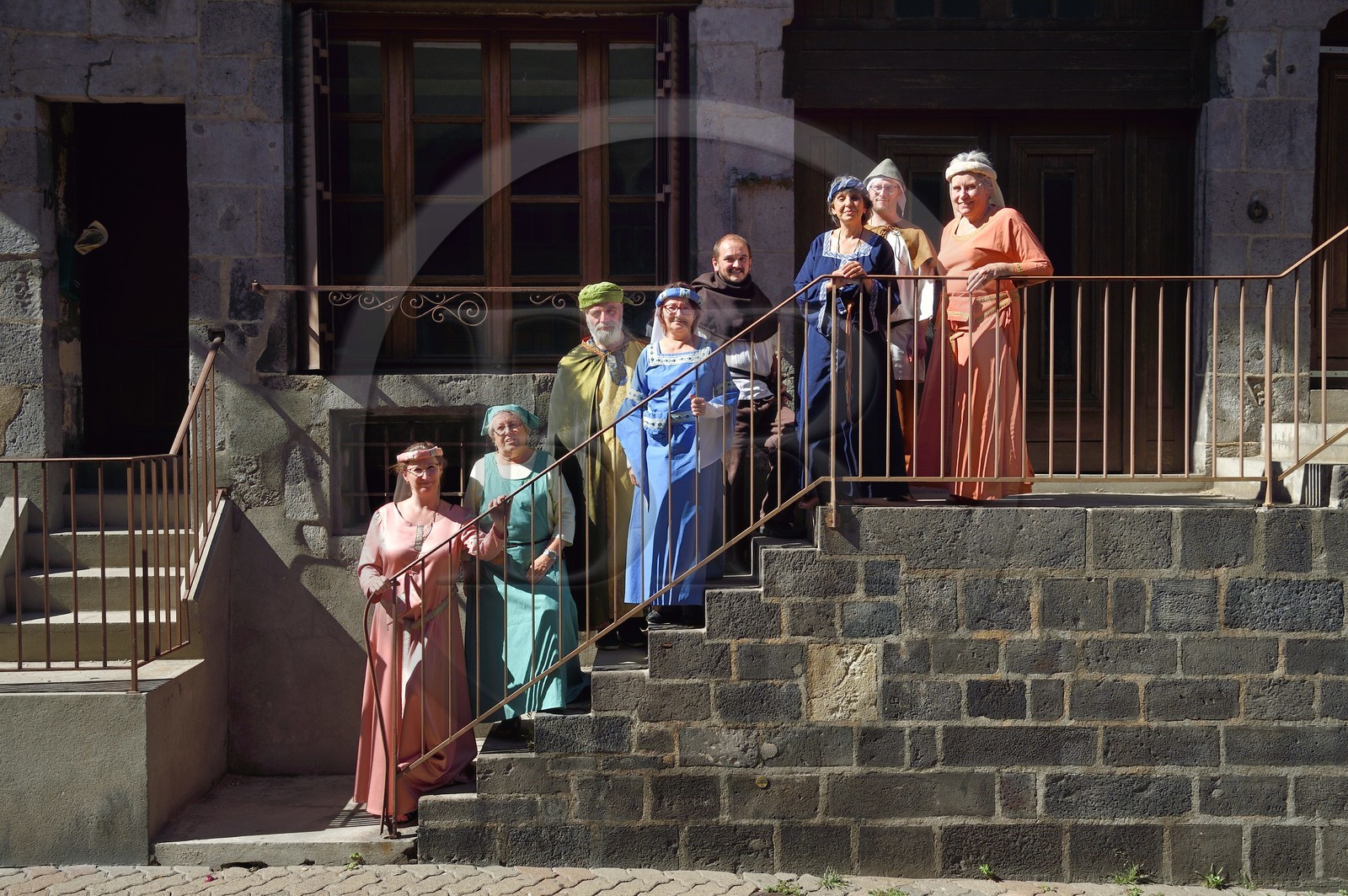 France, Puy de Dome, Clermont Ferrand, Montferrand district, rue de la Rodade, members of the association Il était une fois Montferrand (Once Upon a Time in Montferrand) in medieval costumes