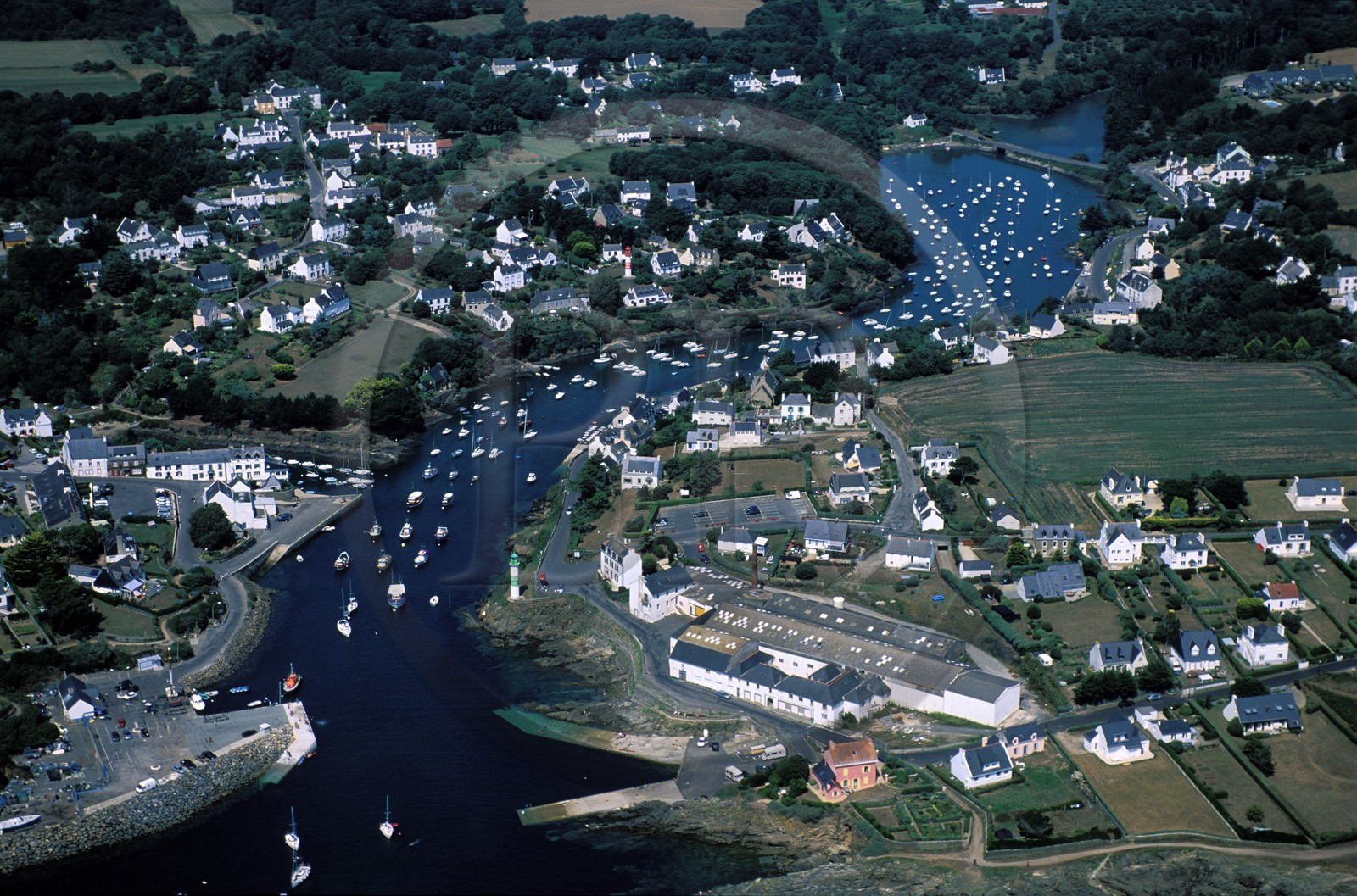 France, Finistère (29), le ria et le petit port de Doëlan (commune de Clohars-Carnoët) (vue aérienne)