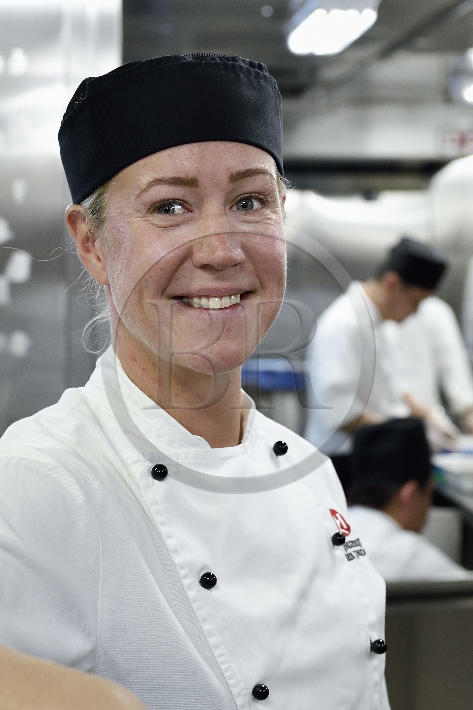 Groenland, cote ouest, bateau de croisière MS Fram de la compagnie Hurtigruten, les cuisines, la chef Karin Jansdotter