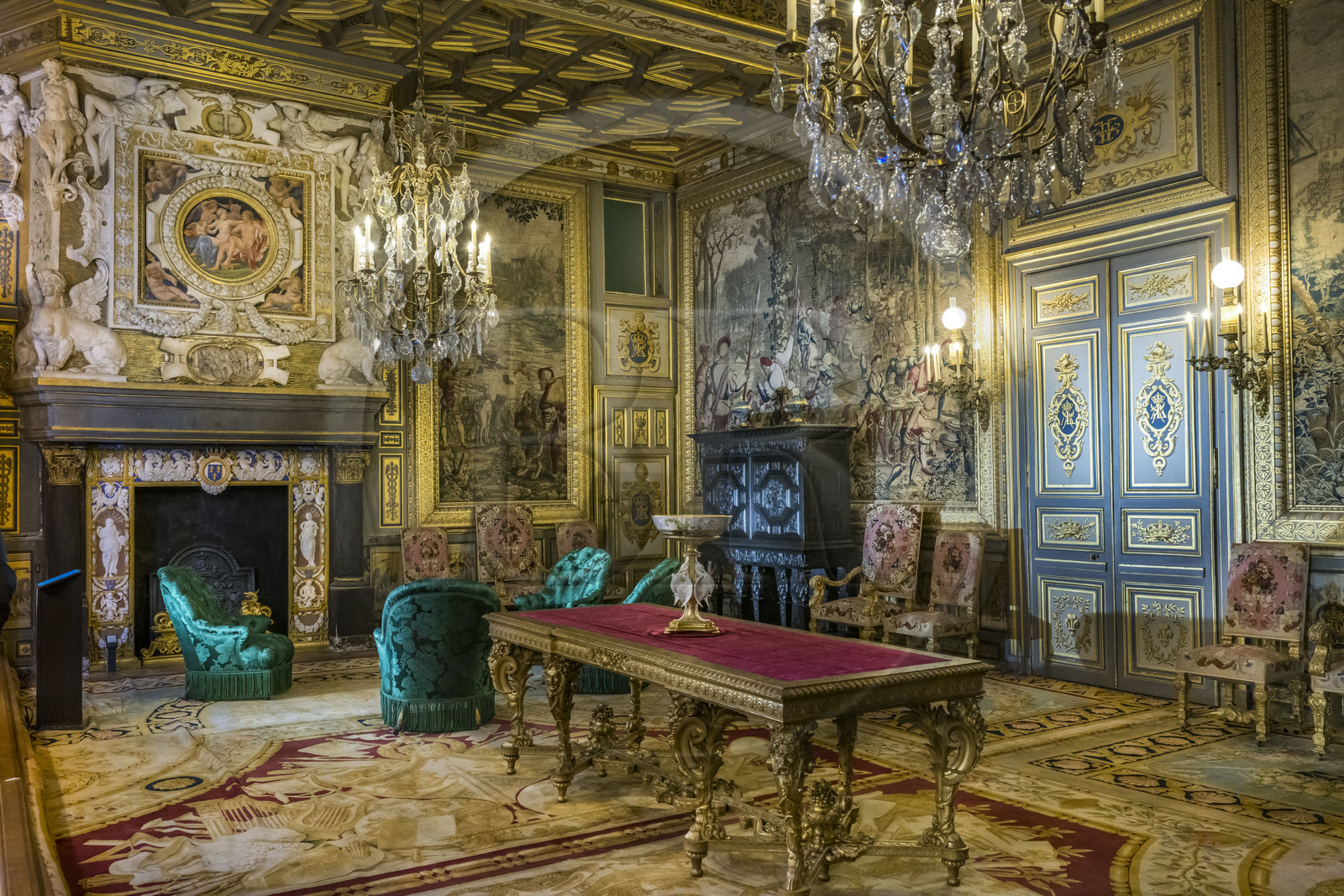 France, Seine-et-Marne (77), Fontainebleau, chateau de Fontainebleau, classé Patrimoine Mondial par l'UNESCO, salon François Ier