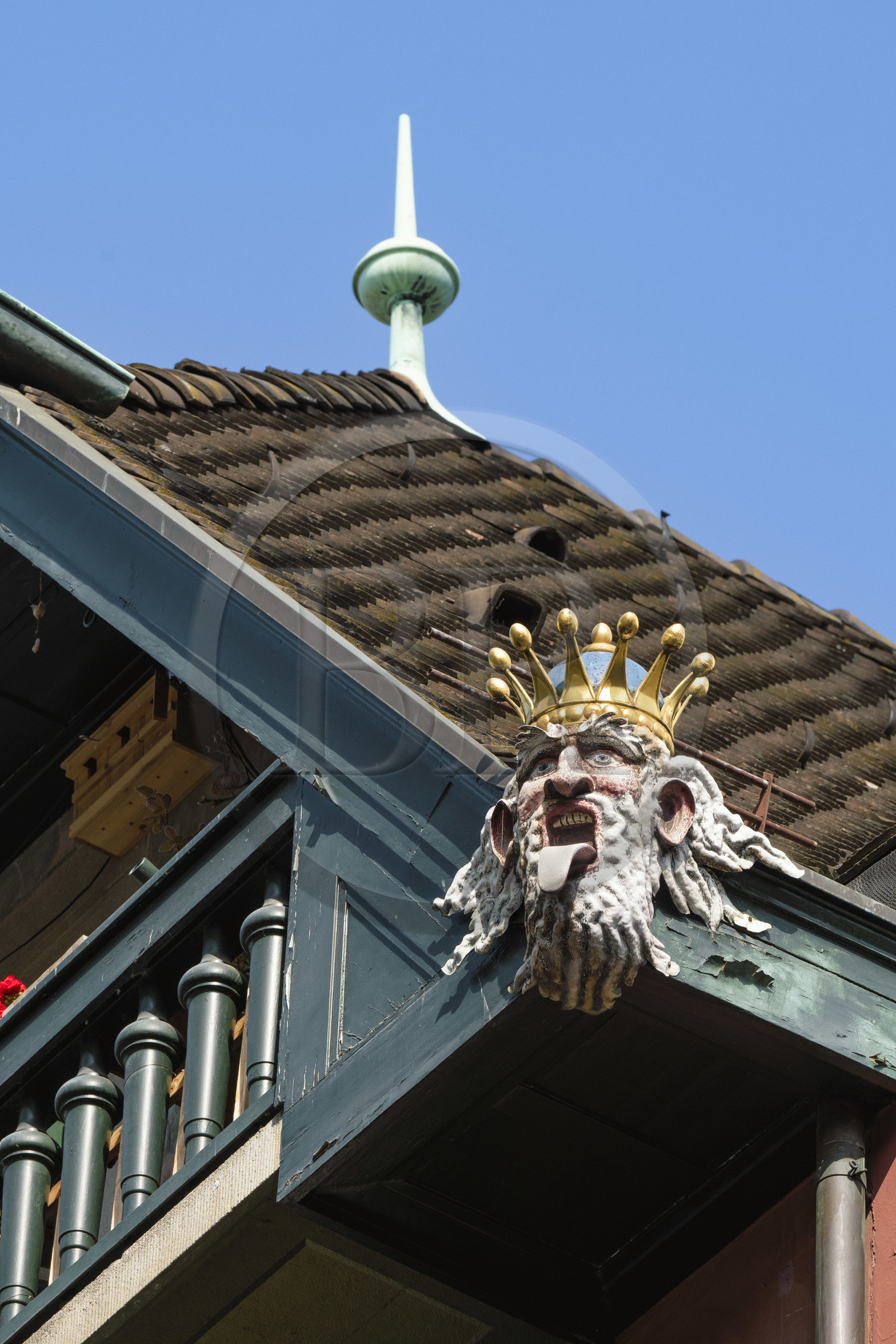 Switzerland, Basel, Old town of Greater Basel (left bank), the Lällekönig (Tongue King) head on Sattelgasse street