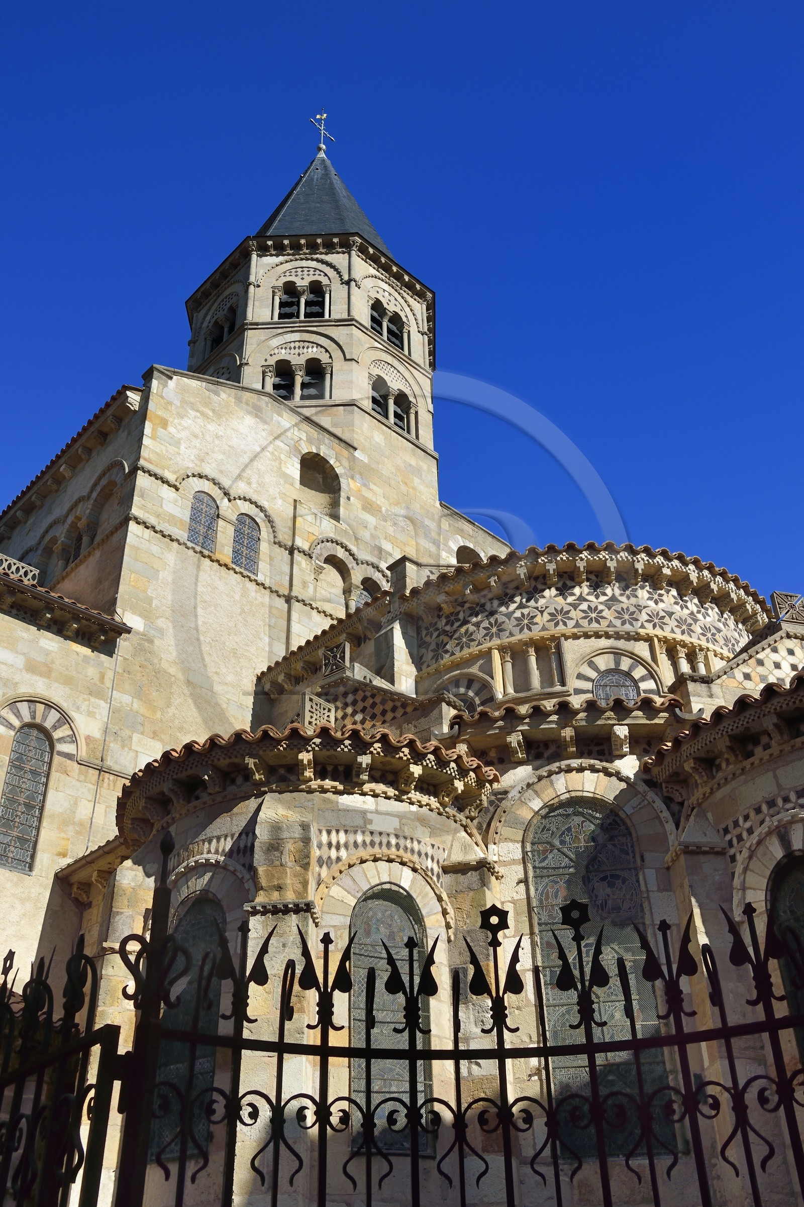 France, Puy de Dome, Clermont Ferrand, Notre-Dame-du-Port basilica in Auvergne Romanesque style, listed as a UNESCO World Heritage Site under the Routes of Saint-Jacques-de-Compostelle in France
