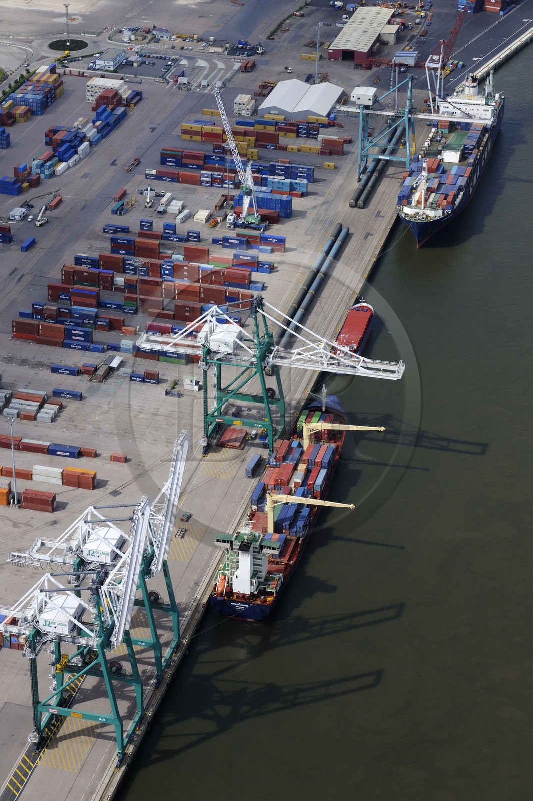 France, Seine-Maritime, the Grand Port Maritime de Rouen (Port of Rouen) at Grand-Couronne (aerial view