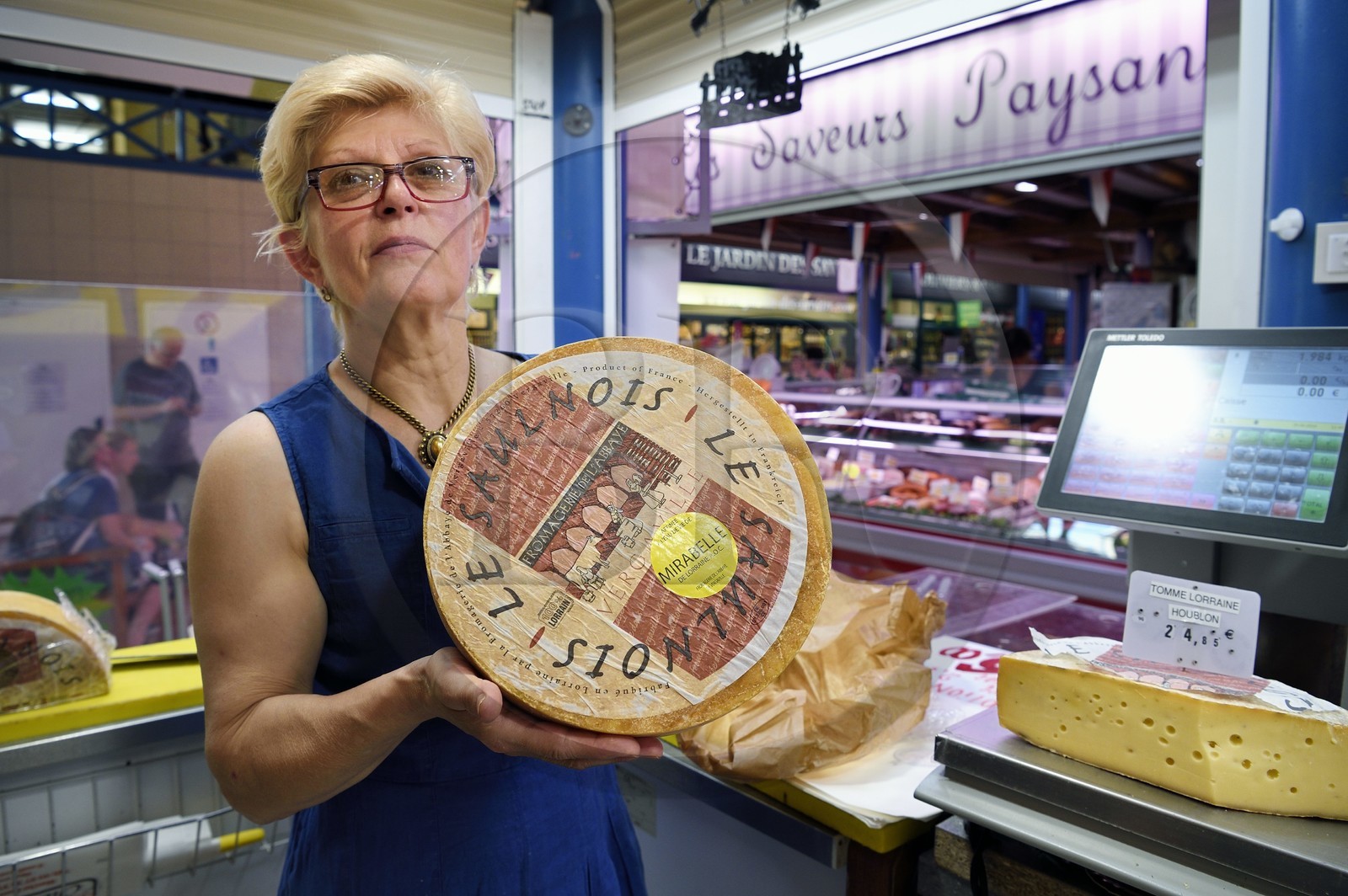 France, Moselle, Metz, Covered Market, delicatessen and restaurant Chez Mauricette, Mauricette Vonner