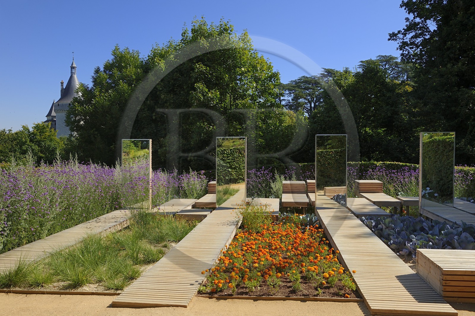 France, Loir et Cher, Loire Valley, listed as World Heritage by UNESCO, Chaumont sur Loire castle, International Festival of the Chaumont gardens, installation Five for one