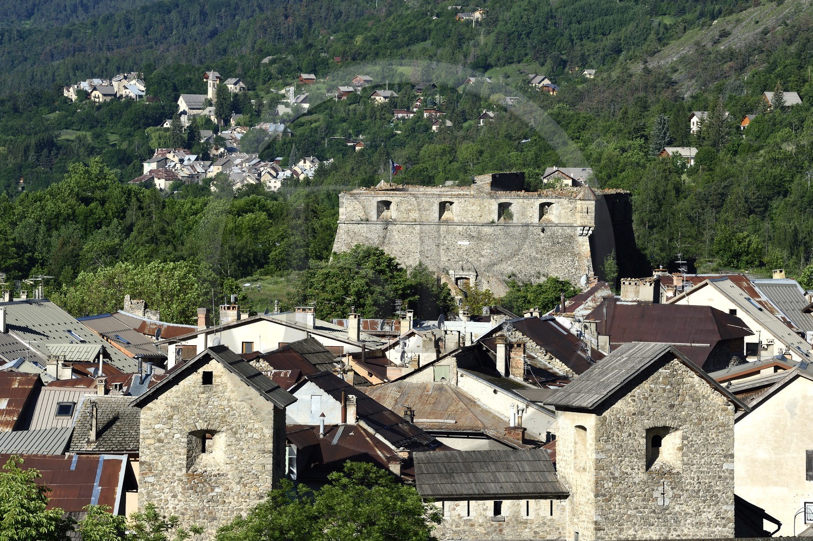 France, Alpes de Haute Provence, Parc National du Mercantour (Mercantour National Park) and Vallee du Haut Verdon, Colmars les Alpes fortified by Vauban in the late 17th century, the square redoubt of Fort de France built south of the village