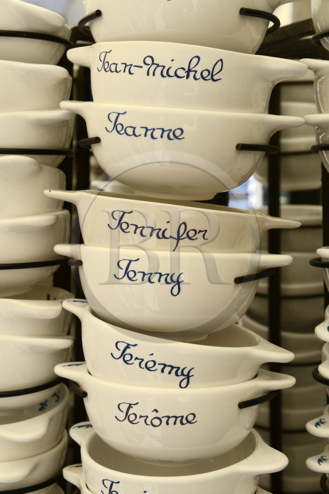 France, Finistere, Cornouaille, Concarneau, Ville Close (fortified town), sale of souvenir bowls