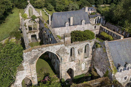 France, Cotes d'Armor, Paimpol, the 13th century Beauport Abbey  (aerial view)