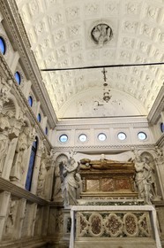 Croatia, Dalmatia, Dalmatian Coast, Trogir, historic center listed as World Heritage by UNESCO, the cathedral Saint Lawrence, Baroque tomb in the Renaissance chapel of John of Trogir from the fifteenth century