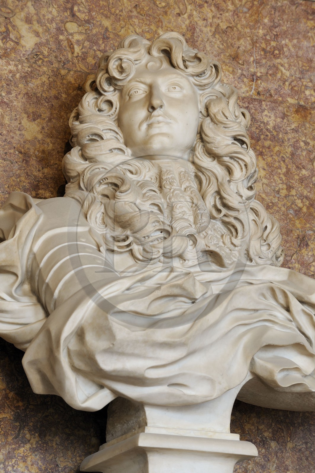 France, Yvelines, Chateau de Versailles, listed as World Heritage by UNESCO, Les Grands Appartements (State Apartments), Diana drawing room, King Louis XIV bust by Bernini of 1665