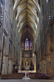 France, Moselle (57), Metz, la cathédrale Saint-Etienne, la nef et le coeur