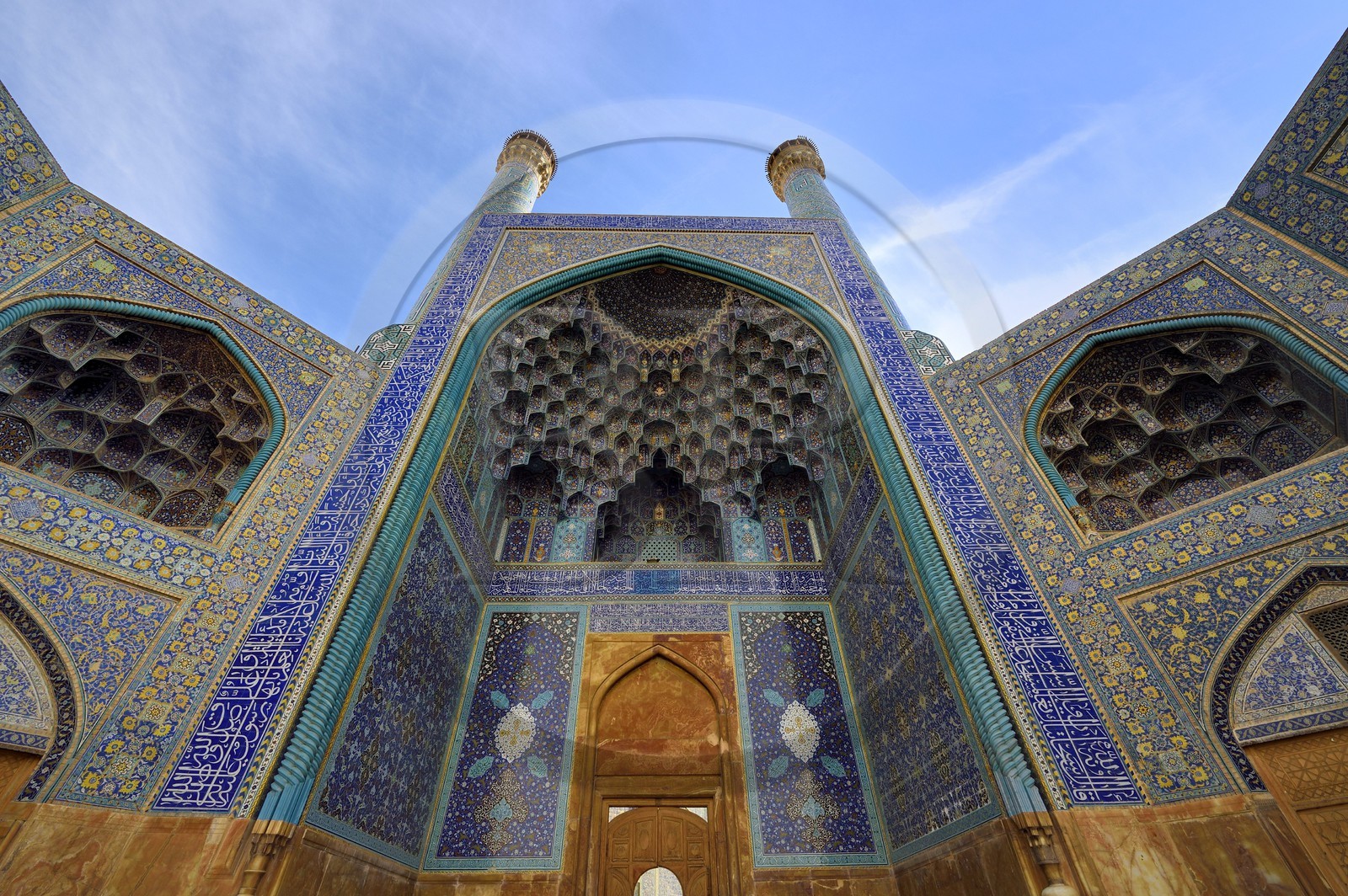Iran, Isfahan Province, Isfahan, naghsh-i jahan square also known as Imam Khomeiny square, listed as World Heritage by UNESCO, the Shah Mosque also known as Imam Mosque with its monumental entrance