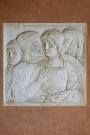 Italy, Liguria, Province of Imperia, Ventimiglia, Hanbury Botanical Garden, Palazzo Orengo, inlays of bas-reliefs dating from the Renaissance in the walls of the villa