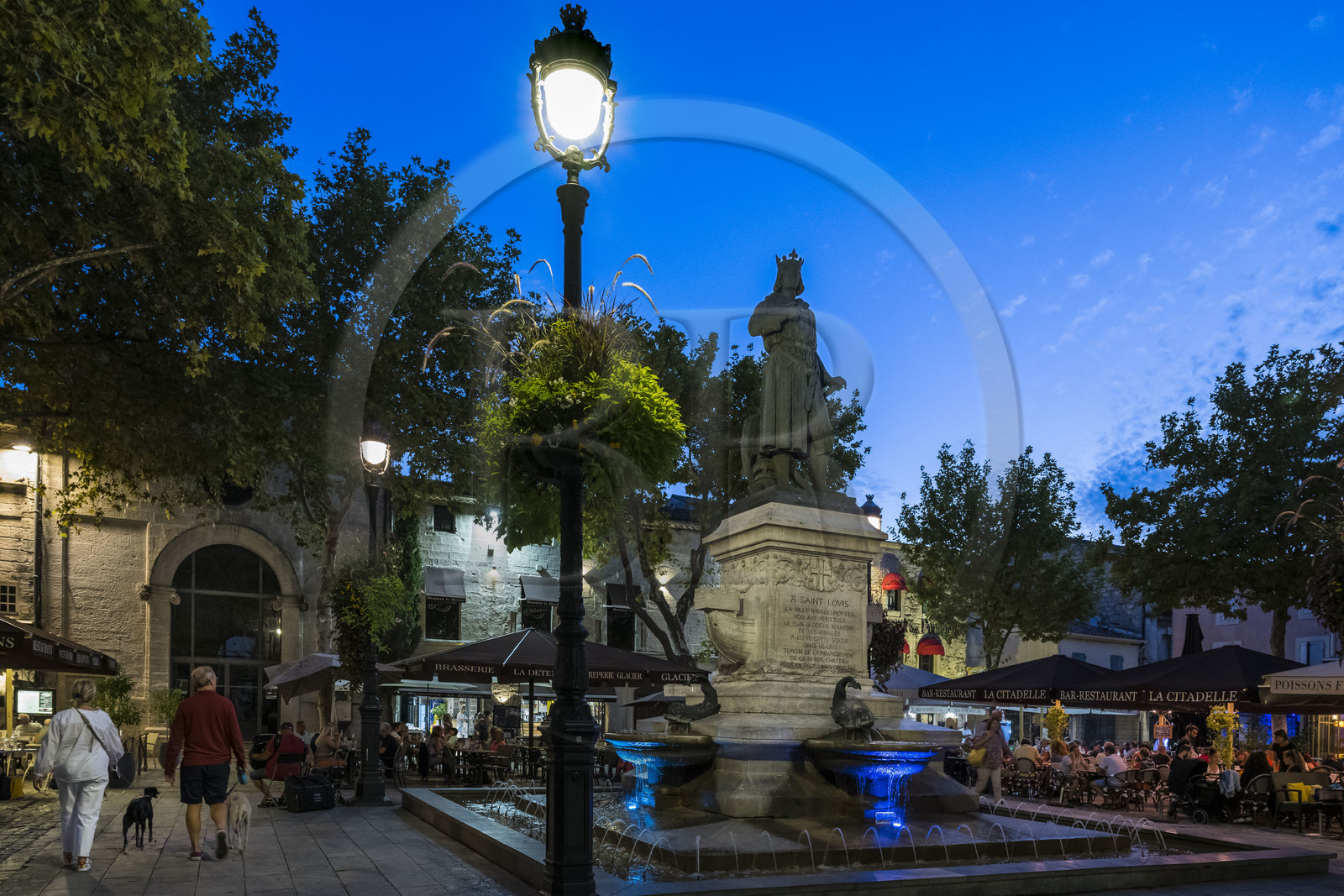 France, Gard (30), Aigues-Mortes, statue de Saint-Louis sur la place Saint-Louis