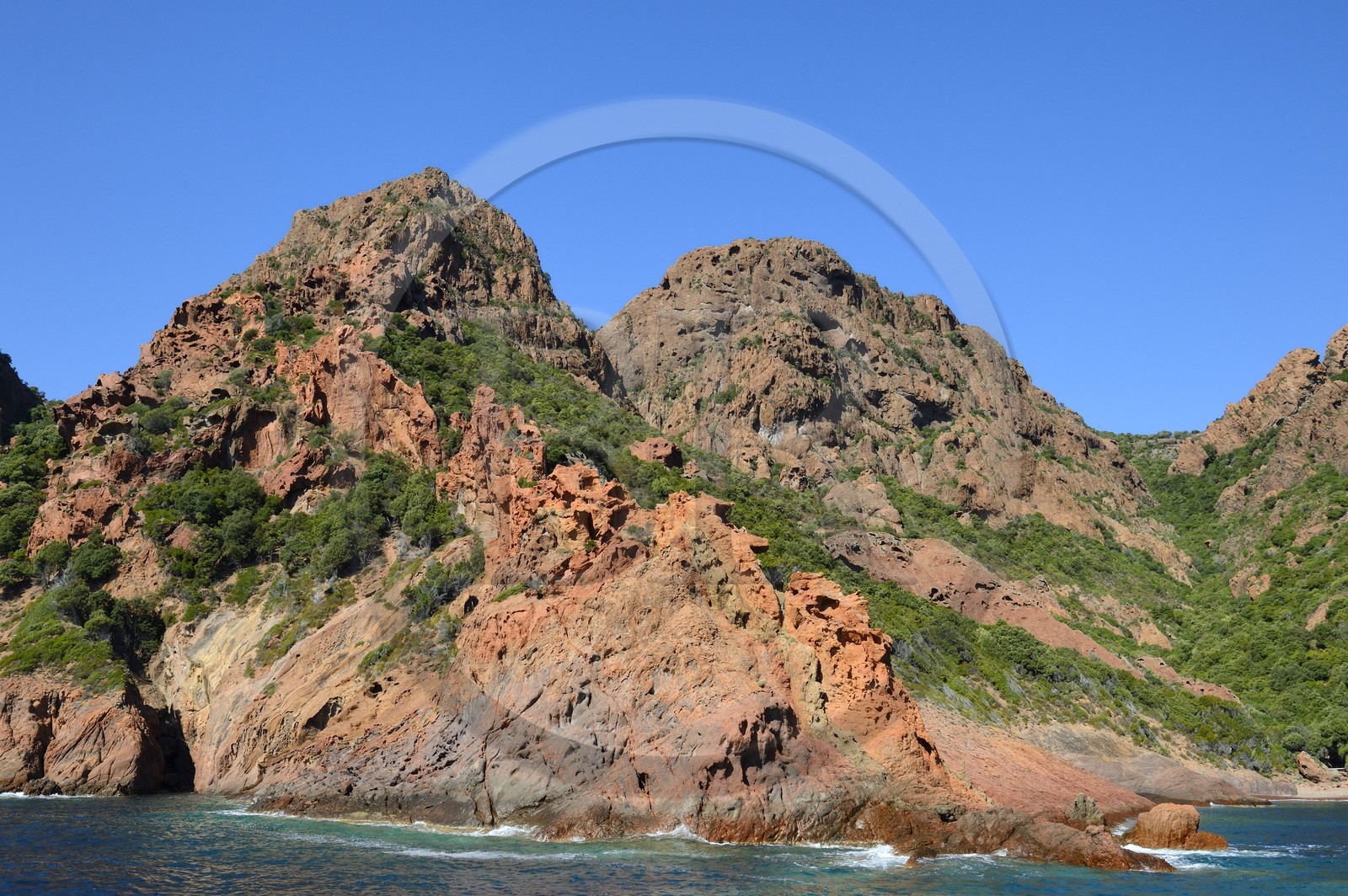 France, Corse-du-Sud (2A), Golfe de Girolata, classé Patrimoine Mondial de l'UNESCO, Réserve naturelle de la presqu'île de Scandola