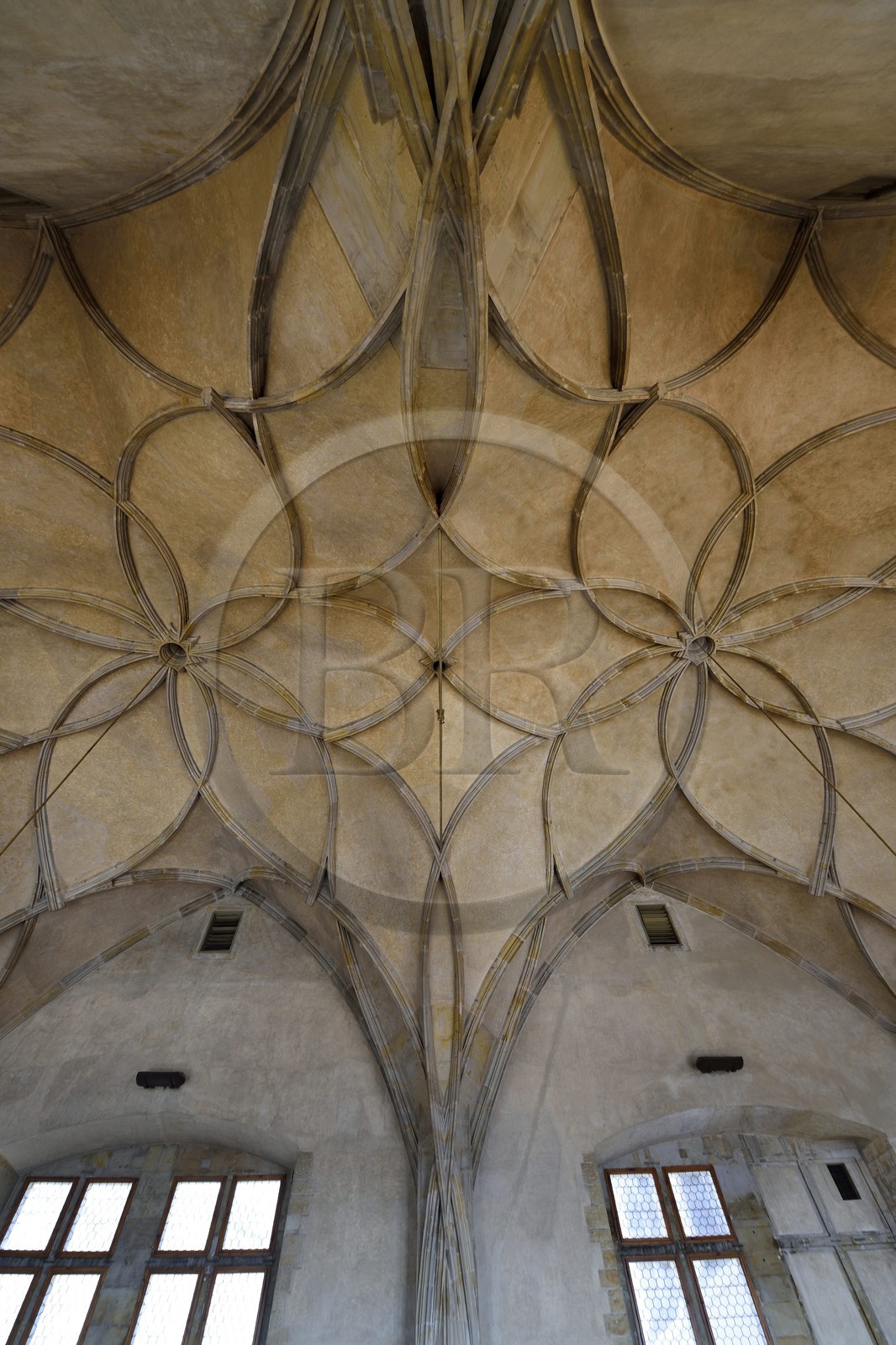 République Tchèque, Prague, Hradcany (quartier du chateau), chateau royal, la salle Vladislav de style gothique flamboyant avec ses voutes ogivales à nervures entrecroisées