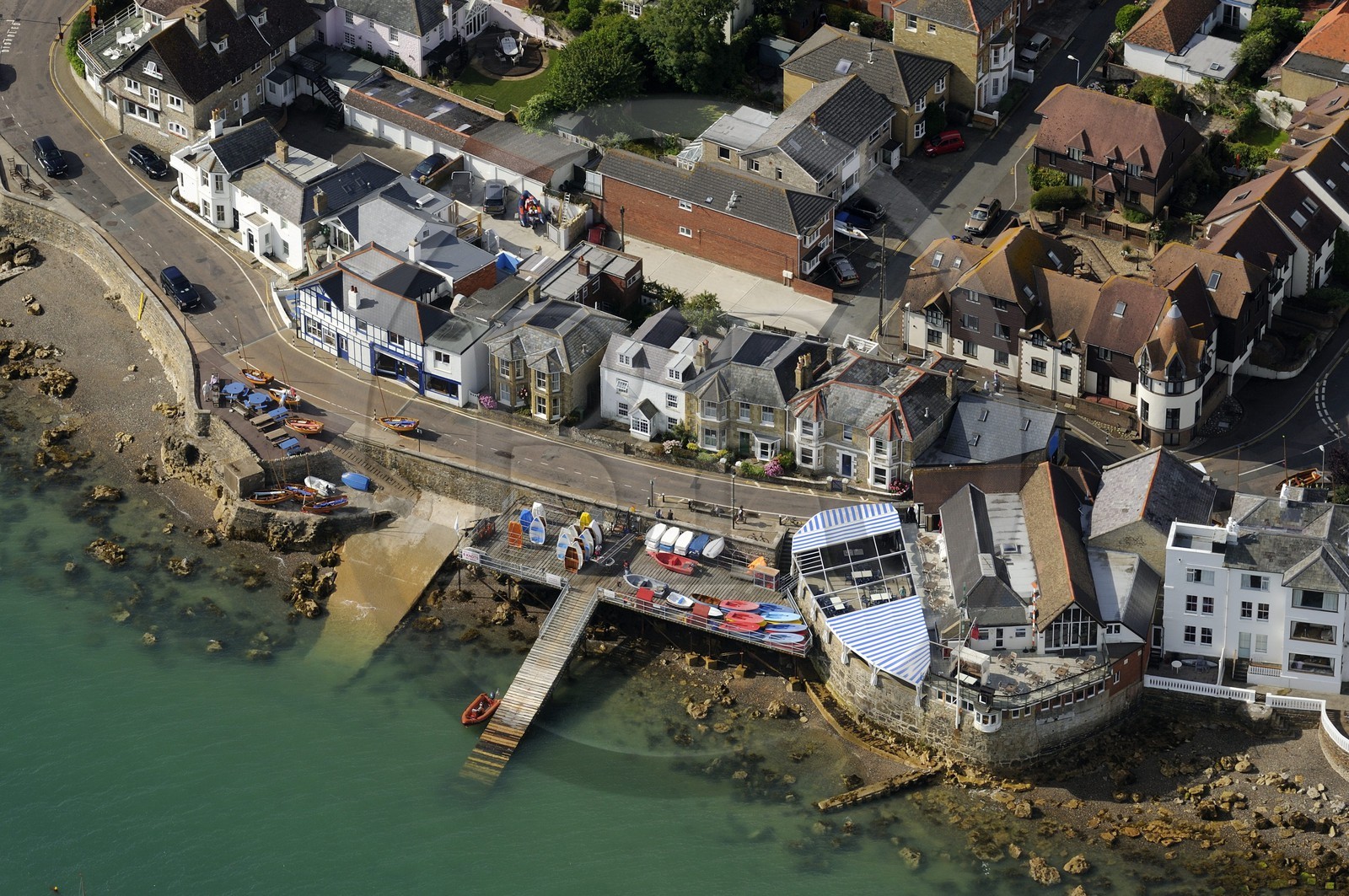 Royaume-Uni, Angleterre, Hampshire, Ile de Wight, Bembridge, quartier de Seaview (vue aérienne)