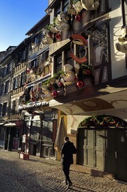 France, Bas Rhin, Strasbourg, old town listed as World Heritage by UNESCO, rue du Maroquin with its Christmas decorations