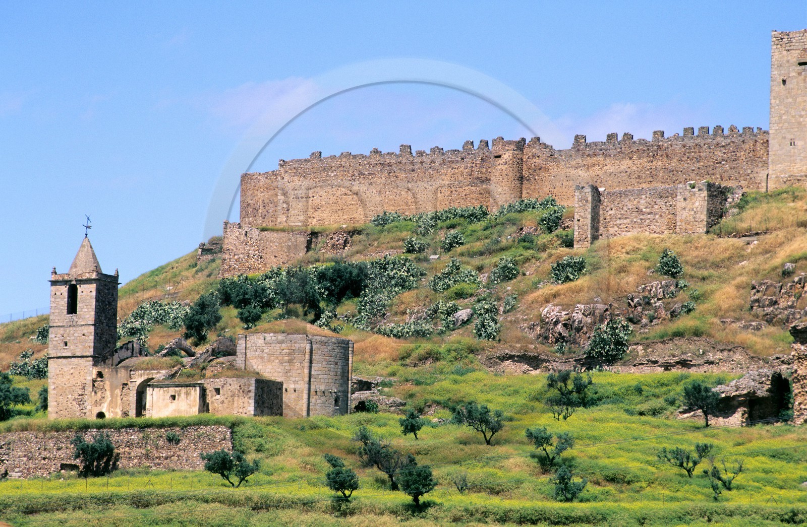 Espagne, Estrémadure, Medellin (ville natale de Cortes) château dominant la ville