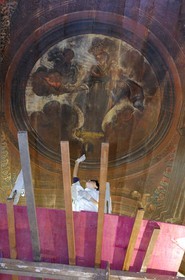 Brésil, Etat du Minas Gerais, ville de Ouro Preto, centre historique classé Patrimoine Mondial de l 'UNESCO, chapelle du Bon Jesus en restauration (Route de l'or, Estrada Real)