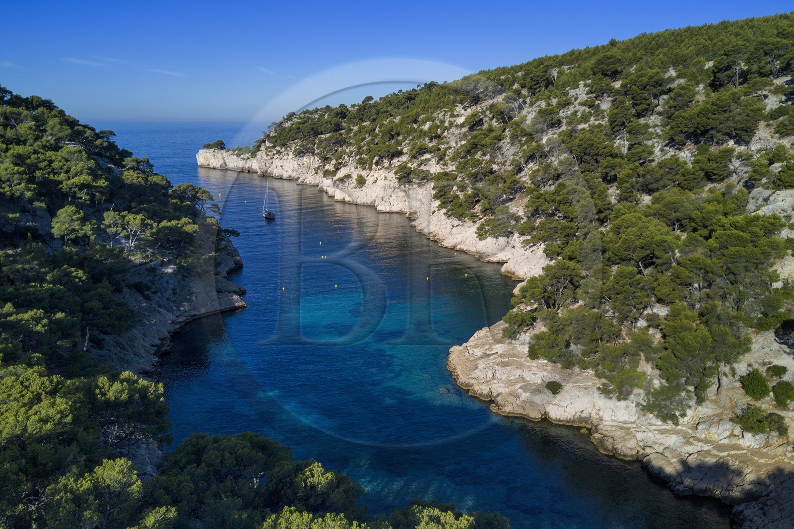 France, Bouches du Rhone, Marseille, National Park of the Calanques, Calanque de Port Pin (cove) (request for authorization necessary before publication)