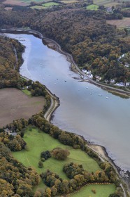 France, Finistere, the river of Morlaix between Locquenole and Lanugy opening onto the Bay of Morlaix (aerial view)