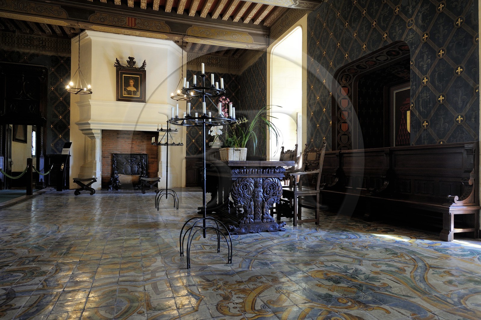 France, Loir-et-Cher (41), Vallée de la Loire classée Patrimoine Mondial de l'UNESCO, château de Chaumont-sur-Loire, la salle du Conseil