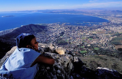 South Africa, Cape peninsula, view of Cape town from the Table mountain