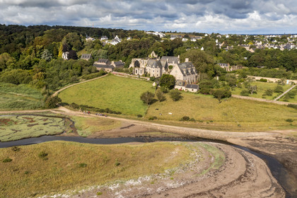 France, Cotes d'Armor, Paimpol, the 13th century Beauport Abbey  (aerial view)