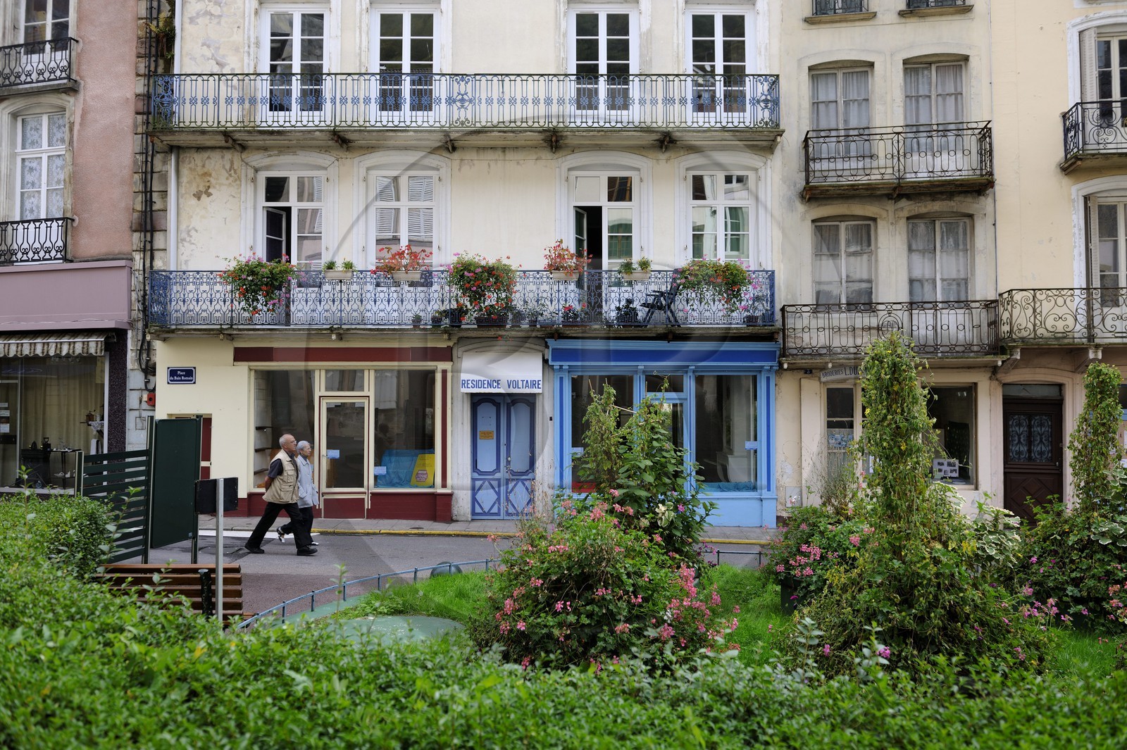 France, Vosges (88), Station thermale de Plombières-les-Bains, place du Bain Romain