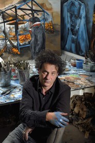 France, Val-de-Marne (94), Yvry-sur-Seine, Atelier de Fred Kleinberg, travail pour l'exposition Odyssée