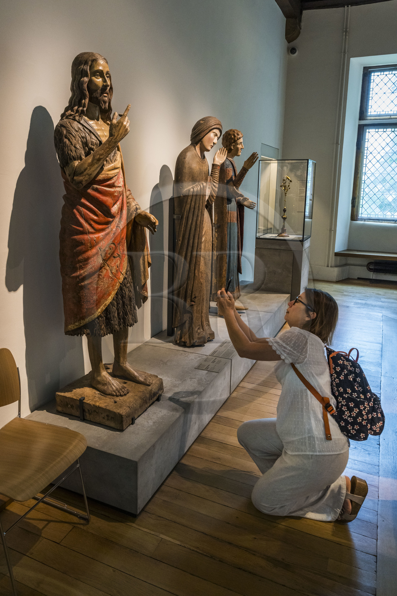 France, Paris (75), Musée de Cluny - Musée national du Moyen-Age, Saint Jean Baptiste prêchant, Marches (Italie), fin du Xe siècle, bois polychromé
