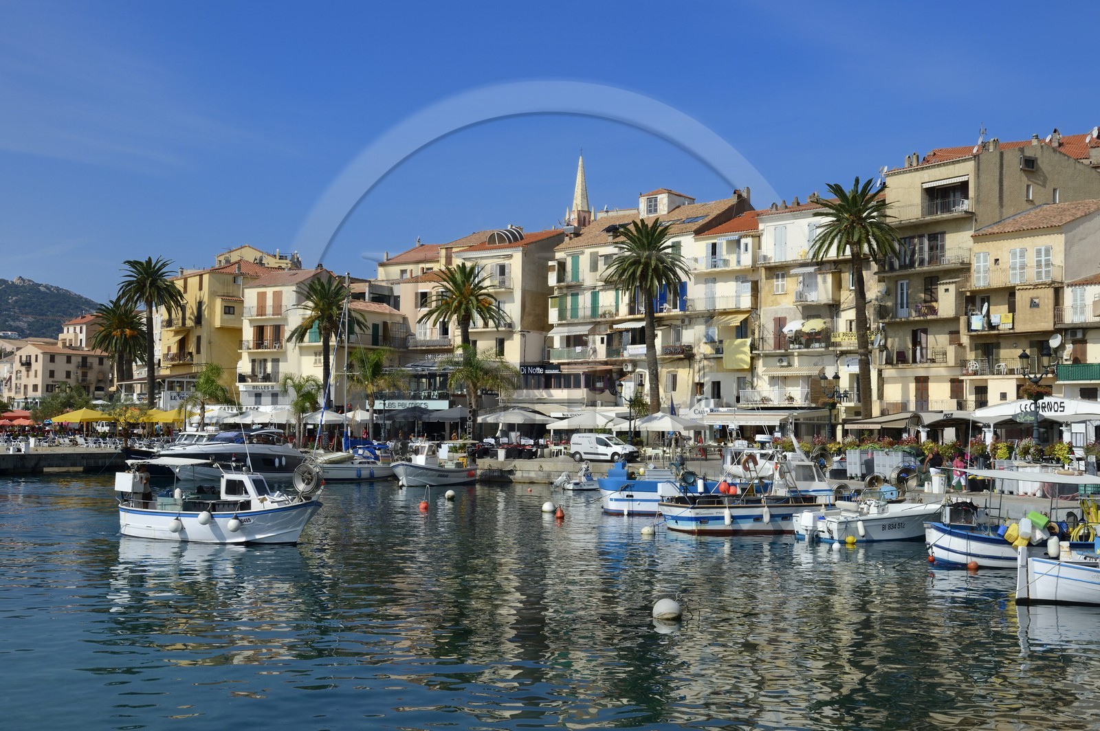 France, Haute-Corse (2B), Calvi, le vieux port et le quai Landry
