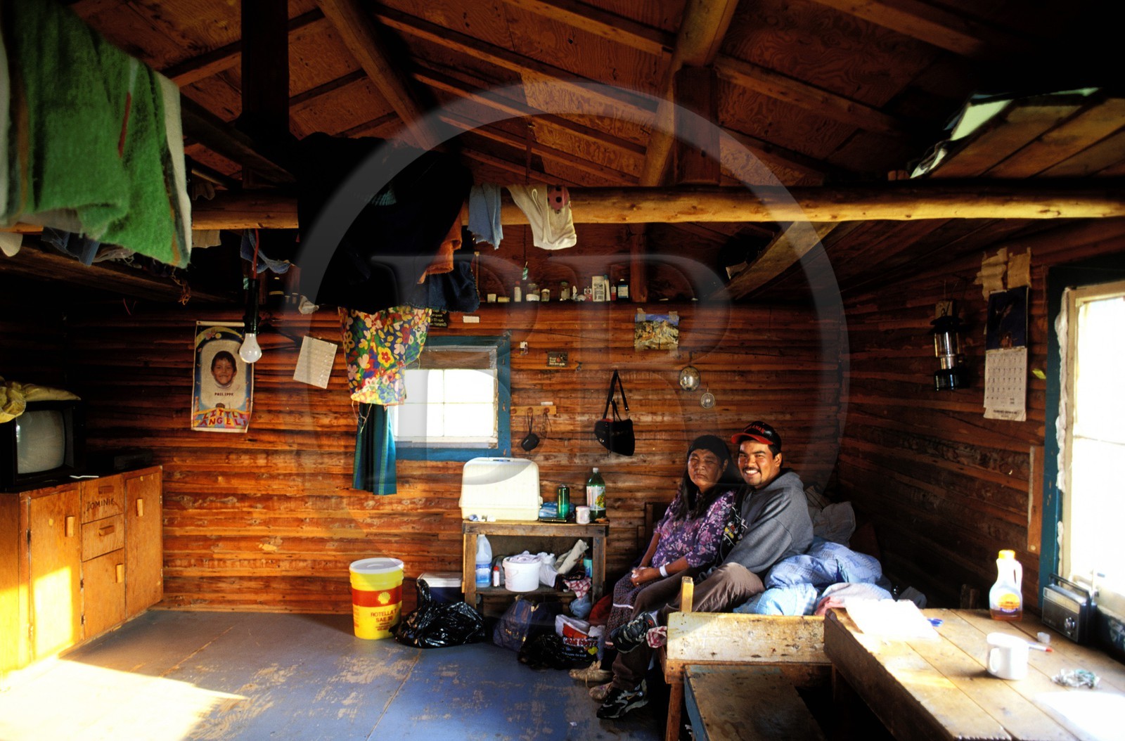 Canada, Quebec Province, La Verendrye Wildlife Reserve, village of Lake Victoria, interior of an Algonquian's house