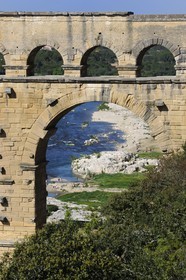France, Gard (30), le Pont du Gard classé Patrimoine Mondial de l'UNESCO, aqueduc romain qui enjambe le Gardon