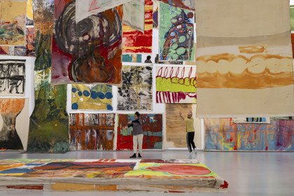 Portugal, Lisbonne, quartier de Belem, MAAT (Musée d'Art, Architecture et Technologie ou Museu de Arte, Arquitetura e Tecnologia) sur les bords du Tage, exposition Disco de l'artiste Vivian Suter