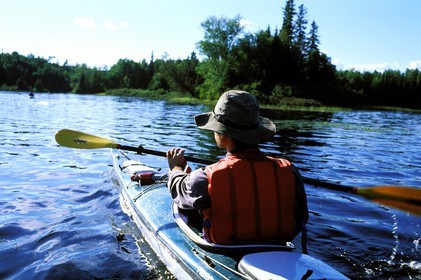 Canada, Quebec Province, La Verendrye Wildlife Reserve, sea kayak on the Ottawa River