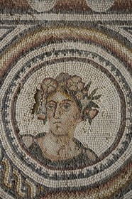 France, Herault, Gallo-Roman villa of Loupian a few kilometres south of the Via Domitia, excavations have revealed the remains of a Gallo-Roman villa very rich in mosaics, mosaic of the four seasons (thirteen colors) including the portrait of spring