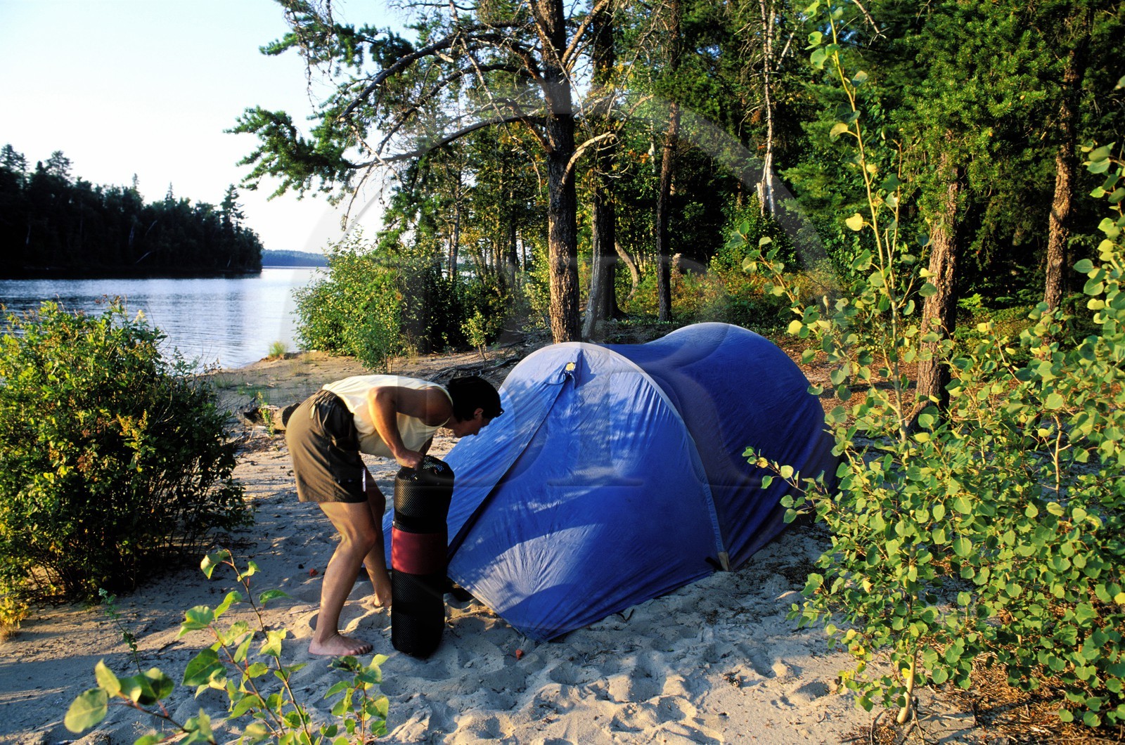 Canada, Quebec Province, La Verendrye Wildlife Reserve, Lake Victoria, camp on one of the numerous islands of the lake