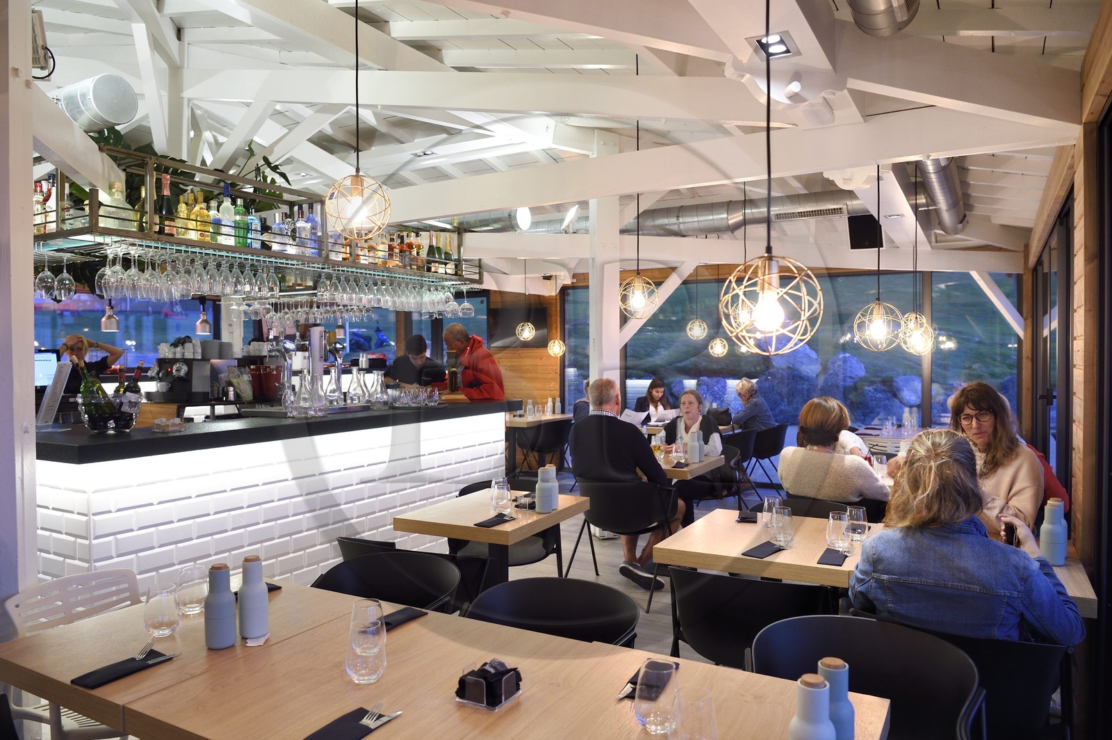 France, Pyrénées-Atlantiques (64), Pays-Basque, Biarritz, plage de la Milady, restaurant le Milady beach de Eric Irastorza