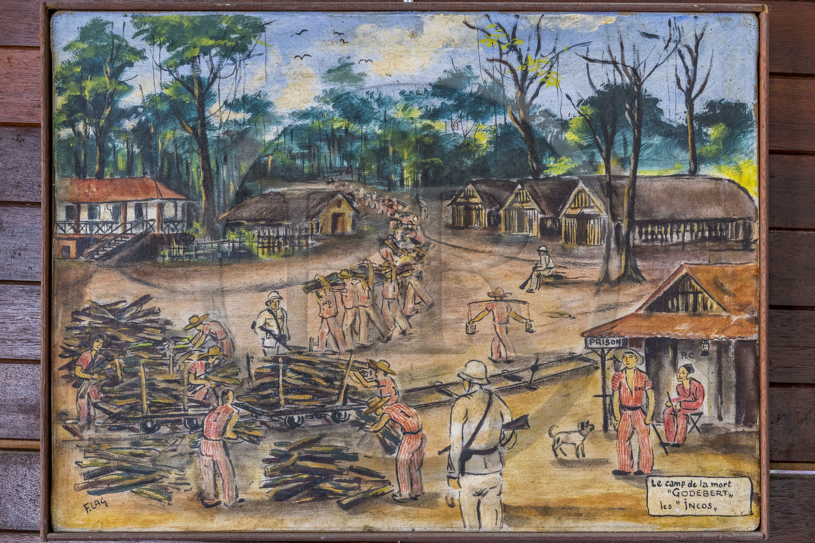 France, Guyane, Cayenne, musée départemental Alexandre-Franconie, peintures réalisées par un bagnard, Francis Lagrange dit Flag, condamné pour escroquerie et faux monnayage mais qui était aussi faussaire et artiste, elles retracent la vie (et le mort) au bagne