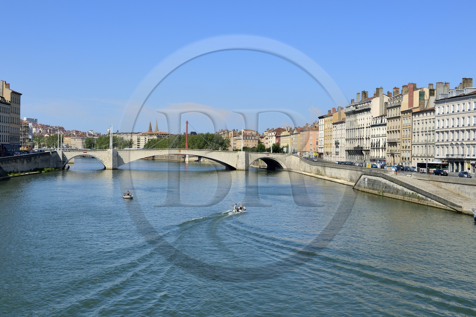 France, Rhône (69), Lyon, site historique classé Patrimoine Mondial de l'UNESCO, Vieux Lyon, quartier Saint-Georges, le Pont Bonaparte sur la Saône