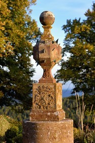 France, Bas Rhin, Mont Saint Odile, Mont Sainte-Odile Abbey also known as Hohenburg Abbey, the geographical sundial with 24 faces from the 18th century