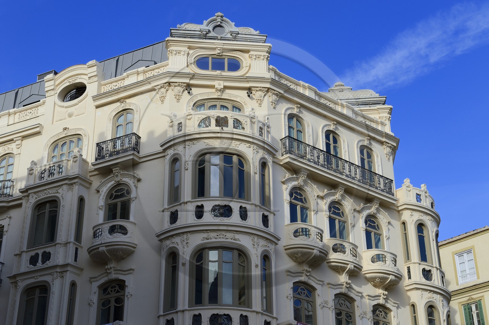 Spain, Andalusia, Malaga, bourgeois building of the Plaza de Felix Saenz