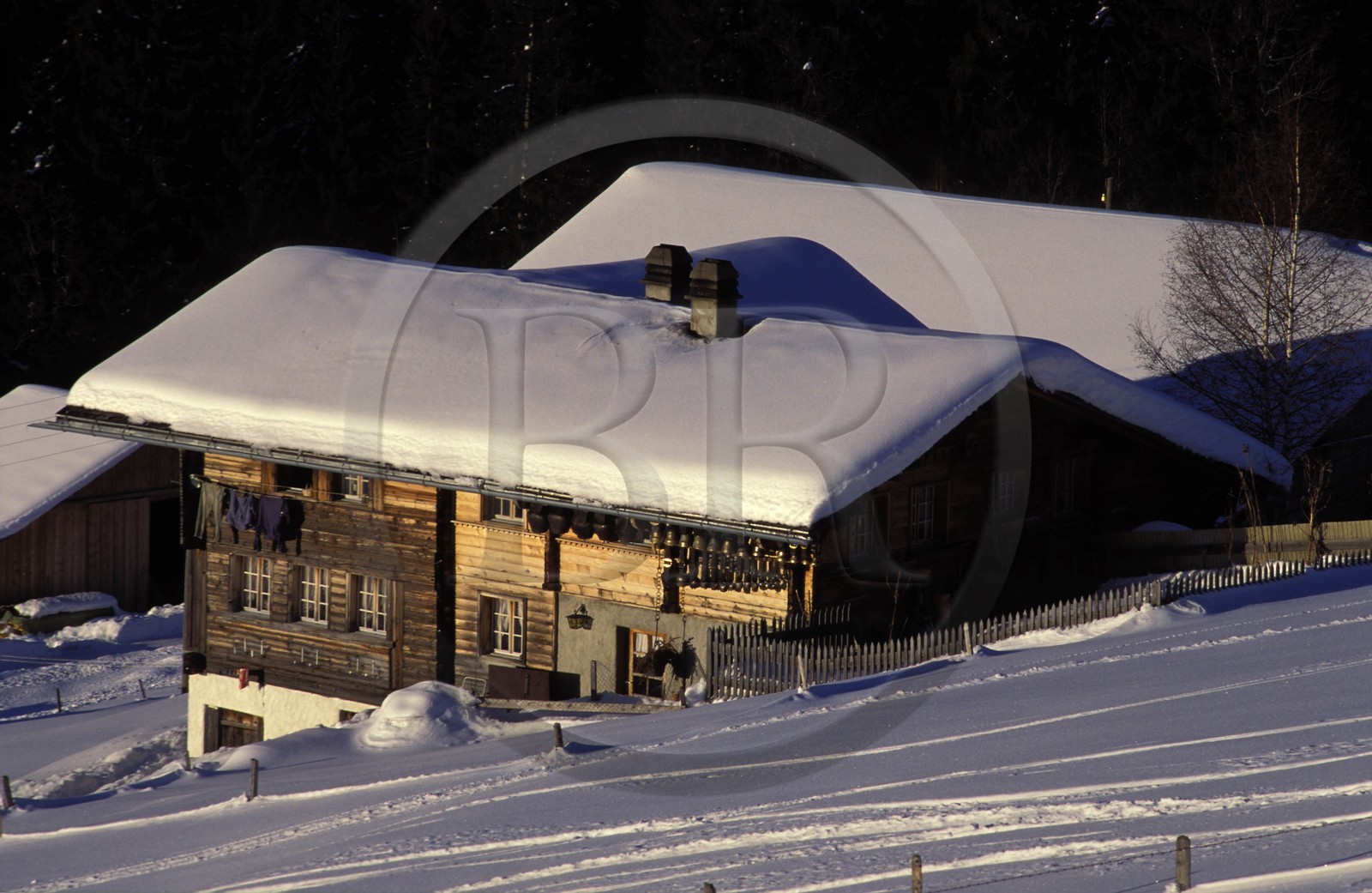 Suisse, région de Bern (Oberland Bernois), Saanenland, Gstaad, ferme traditionnelle en bois